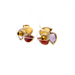 3 Colored Pear Shaped Stones Stud Earrings