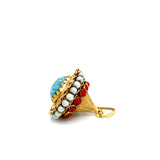 Large Turquoise, Pearl, and Coral Charm