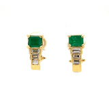 Columbian  Emerald and Diamond Half Hoop Earrings