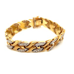 Brush Gold and Diamonds Wave Design Bracelet