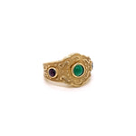 Cabochon Emerald and Amethyst Ring