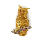 Owl with Pink Tourmalines and Diamond Brooch