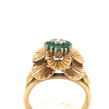 Emeralds and Diamonds Flower Ring