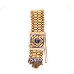 Victorian Wide Tassel Bracelet with Blue Enamel