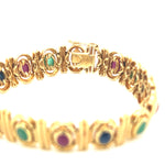 Multi Colored Cabochon Gemstones Bracelet