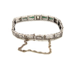 Vintage Filigree Emerald and Diamond Bracelet