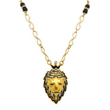 Lion with Black Enamel and Diamonds Necklace