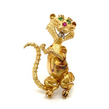 Tiger with Gemstones Pin