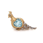 Peacock with Blue Topaz and Diamonds Pin