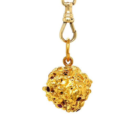 Gold Nugget with Rubies Charm