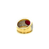Cabochon Ruby with Diamonds Band Ring