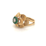 Emeralds and Diamonds Flower Ring