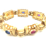 Multi Colored Gemstone and Diamond Textured Bracelet