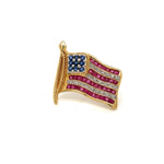 American Flag with Precious Gemstones Pin