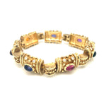Multi Colored Gemstone and Diamond Textured Bracelet