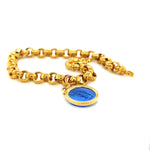 Round Belcher Link Bracelet with Intaglio Charm