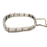 Vintage Filigree Emerald and Diamond Bracelet