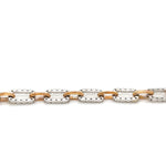 Two Tone Rectangle Link Bracelet set with Diamonds