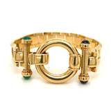 Cabochon Emeralds and Sapphires Ring Lock Bracelet