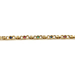 Bezel Set Diamonds and Precious Gemstones Link Bracelet