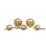 Brushed Gold with Diamonds Cufflinks and Tuxedo Buttons Set