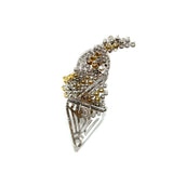 Large Mixed Cut Yellow and White Diamonds Brooch