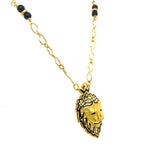 Lion with Black Enamel and Diamonds Necklace