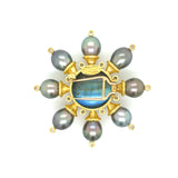 Elizabeth Locke Moonstone Pearls and Diamonds Brooch