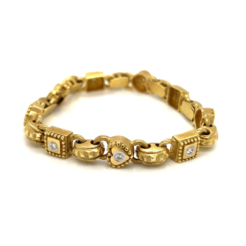 Hearts and Squares with Diamonds Bracelet